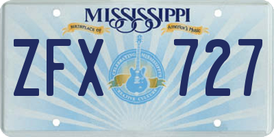 MS license plate ZFX727