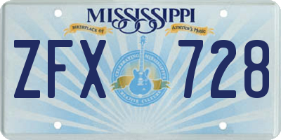 MS license plate ZFX728