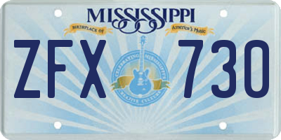MS license plate ZFX730