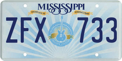 MS license plate ZFX733