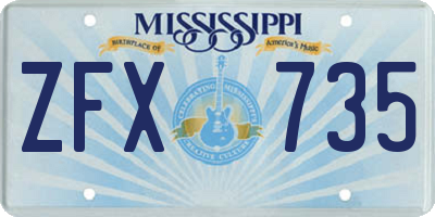 MS license plate ZFX735