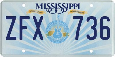 MS license plate ZFX736