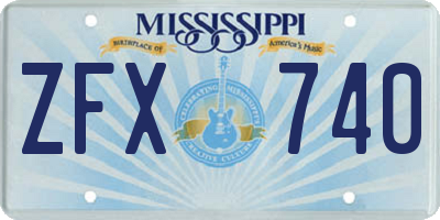 MS license plate ZFX740