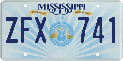 MS license plate ZFX741