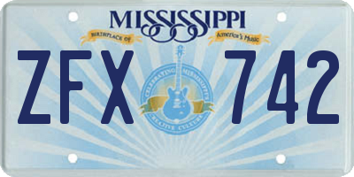 MS license plate ZFX742
