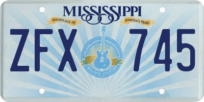 MS license plate ZFX745