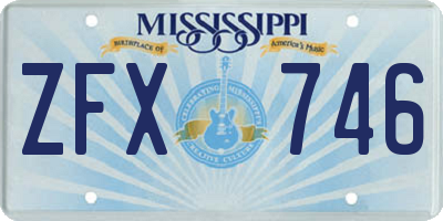 MS license plate ZFX746
