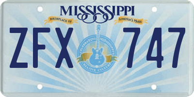 MS license plate ZFX747