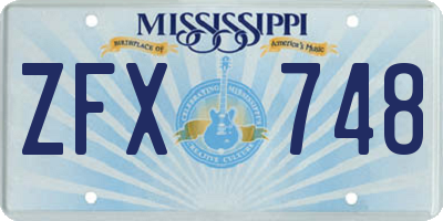 MS license plate ZFX748