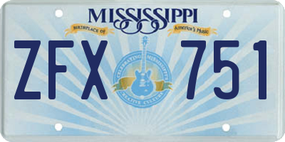 MS license plate ZFX751