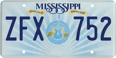 MS license plate ZFX752