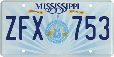 MS license plate ZFX753