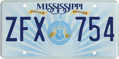 MS license plate ZFX754