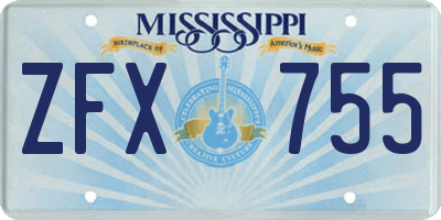 MS license plate ZFX755
