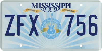 MS license plate ZFX756
