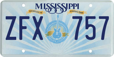MS license plate ZFX757