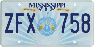 MS license plate ZFX758