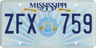 MS license plate ZFX759