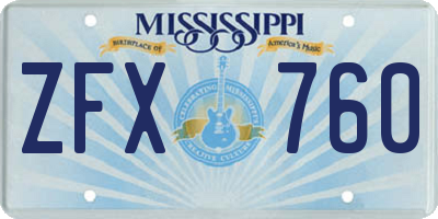 MS license plate ZFX760