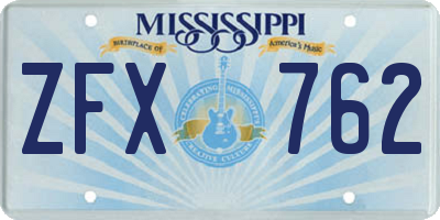 MS license plate ZFX762
