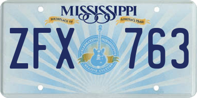 MS license plate ZFX763