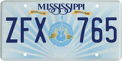 MS license plate ZFX765