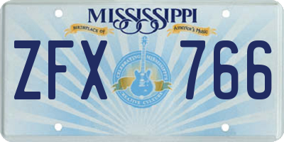 MS license plate ZFX766