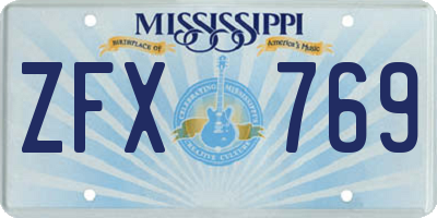 MS license plate ZFX769