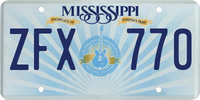 MS license plate ZFX770