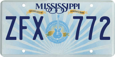 MS license plate ZFX772