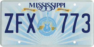 MS license plate ZFX773