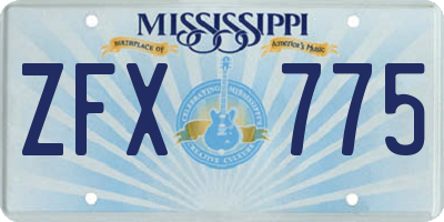 MS license plate ZFX775