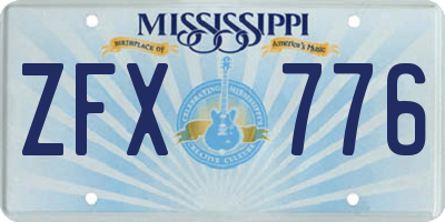 MS license plate ZFX776