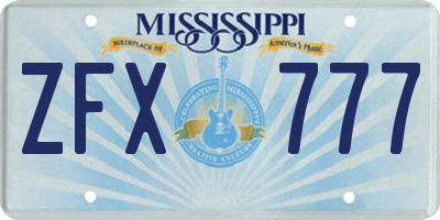 MS license plate ZFX777