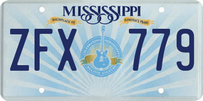 MS license plate ZFX779