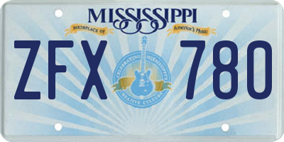 MS license plate ZFX780