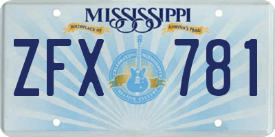 MS license plate ZFX781
