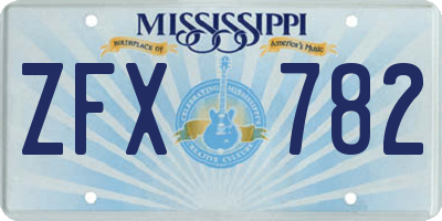 MS license plate ZFX782
