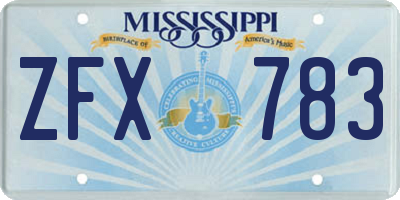 MS license plate ZFX783
