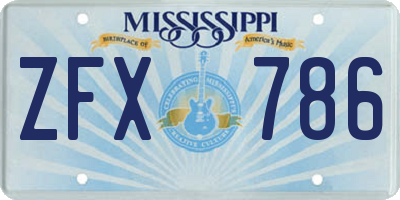 MS license plate ZFX786