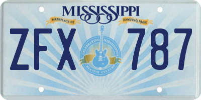 MS license plate ZFX787