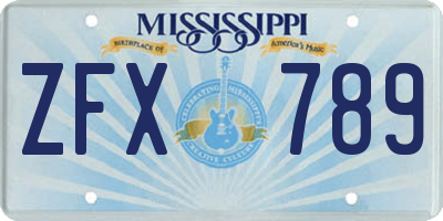 MS license plate ZFX789