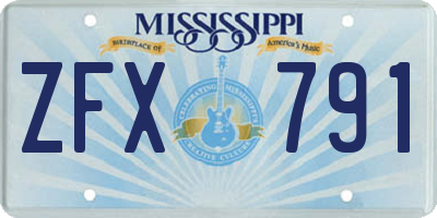 MS license plate ZFX791