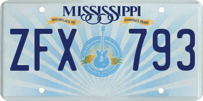 MS license plate ZFX793