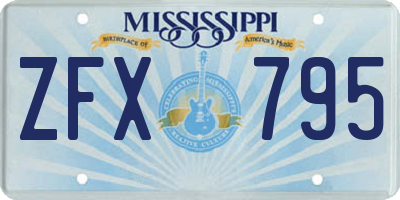 MS license plate ZFX795
