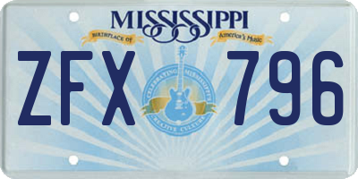 MS license plate ZFX796