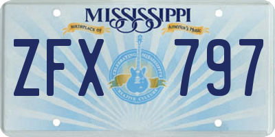 MS license plate ZFX797