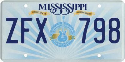 MS license plate ZFX798