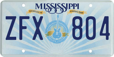 MS license plate ZFX804