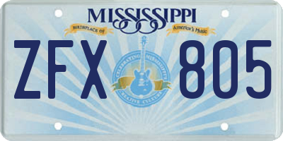 MS license plate ZFX805